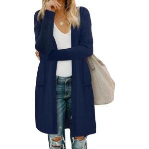 imageMoss Rose Womens Classic Sweaters Cardigan Long Sleeve Knit Coat Outwear with Pocket Available in Plus SizeZ Navy