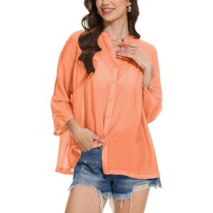 imageMoss Rose Womens Cover Up Shirt Crewneck Swimsuit Beach Bikini Beachwear Button Down Bathing SuitPink