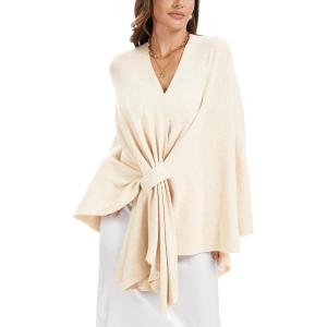 imageMoss Rose Womens Elegant Shawl Wraps Soft Open Front Poncho Sweater for Spring Fall WinterAapricot