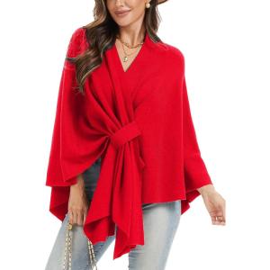 imageMoss Rose Womens Elegant Shawl Wraps Soft Open Front Poncho Sweater for Spring Fall WinterAred