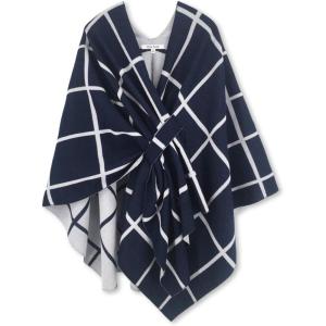 imageMoss Rose Womens Shawl Wrap Poncho Ruana Cape Open Front Cardigan Shawls for Fall WinterA Navy and White
