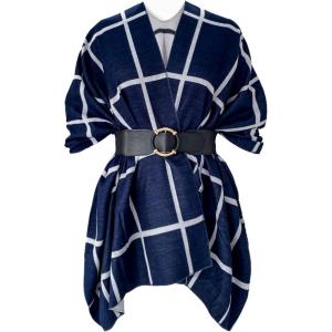 imageMoss Rose Womens Shawl Wrap Poncho Ruana Cape Open Front Cardigan Shawls for Fall WinterA Navy and White With Belt