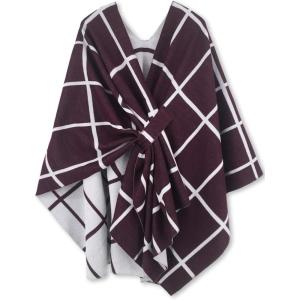 imageMoss Rose Womens Shawl Wrap Poncho Ruana Cape Open Front Cardigan Shawls for Fall WinterA Wine and White