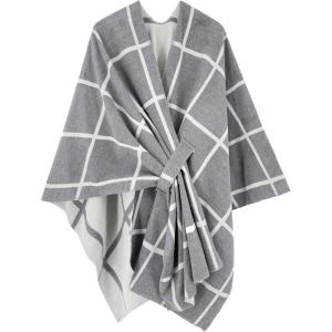 imageMoss Rose Womens Shawl Wrap Poncho Ruana Cape Open Front Cardigan Shawls for Fall WinterAx Gray Plaid