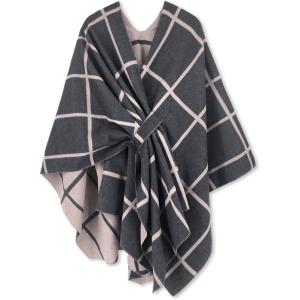 imageMoss Rose Womens Shawl Wrap Poncho Ruana Cape Open Front Cardigan Shawls for Fall WinterAz Gray and Khaki