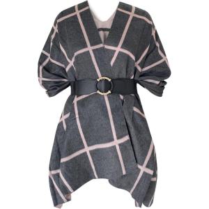 imageMoss Rose Womens Shawl Wrap Poncho Ruana Cape Open Front Cardigan Shawls for Fall WinterAz Gray and Khaki With Belt