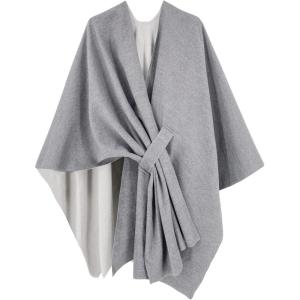 imageMoss Rose Womens Shawl Wrap Poncho Ruana Cape Open Front Cardigan Shawls for Fall WinterAz Tortilla Gray