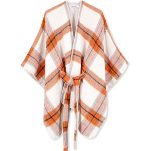 imageMoss Rose Womens Shawl Wrap Poncho Ruana Cape Open Front Cardigan Shawls for Fall WinterB Tangerine