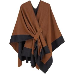 imageMoss Rose Womens Shawl Wrap Poncho Ruana Cape Open Front Cardigan Shawls for Fall WinterCamelblack