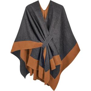 imageMoss Rose Womens Shawl Wrap Poncho Ruana Cape Open Front Cardigan Shawls for Fall WinterGreycamel