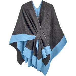 imageMoss Rose Womens Shawl Wrap Poncho Ruana Cape Open Front Cardigan Shawls for Fall WinterGreysky Blue