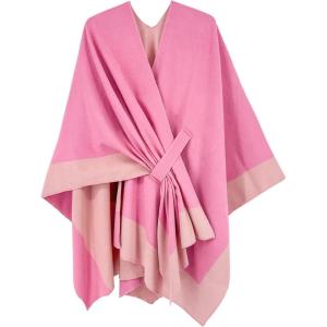 imageMoss Rose Womens Shawl Wrap Poncho Ruana Cape Open Front Cardigan Shawls for Fall WinterRosepink