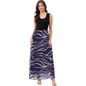 imageMoss Rose Womens Summer Dress Sleeveless Maxi Dresses Empire Waist Floral Print Casual Long DressBlackfloral 4