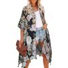 imageMoss Rose Womens Beach Cover up Swimsuit Kimono Cardigan with Bohemian Floral PrintBlack  Army