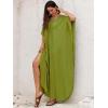 imageMoss Rose Kaftan Dresses for Women V Neck Summer Swimsuit Cover up Caftan Maxi Beach DressesCgrass Green