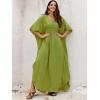 imageMoss Rose Kaftan Dresses for Women V Neck Summer Swimsuit Cover up Caftan Maxi Beach DressesCgrass Green