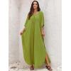 imageMoss Rose Kaftan Dresses for Women V Neck Summer Swimsuit Cover up Caftan Maxi Beach DressesCgrass Green