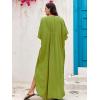 imageMoss Rose Kaftan Dresses for Women V Neck Summer Swimsuit Cover up Caftan Maxi Beach DressesCgrass Green