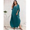 imageMoss Rose Kaftan Dresses for Women V Neck Summer Swimsuit Cover up Caftan Maxi Beach DressesCpeacock Blue