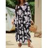 imageMoss Rose Kaftan Dresses for Women V Neck Summer Swimsuit Cover up Caftan Maxi Beach DressesD Black Beige
