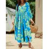 imageMoss Rose Kaftan Dresses for Women V Neck Summer Swimsuit Cover up Caftan Maxi Beach DressesD Blue Yellow