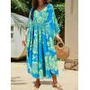 imageMoss Rose Kaftan Dresses for Women V Neck Summer Swimsuit Cover up Caftan Maxi Beach DressesD Blue Yellow