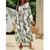 imageMoss Rose Kaftan Dresses for Women V Neck Summer Swimsuit Cover up Caftan Maxi Beach DressesD Green Pink
