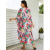 imageMoss Rose Kaftan Dresses for Women V Neck Summer Swimsuit Cover up Caftan Maxi Beach DressesDcolorful Red