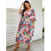 imageMoss Rose Kaftan Dresses for Women V Neck Summer Swimsuit Cover up Caftan Maxi Beach DressesDcolorful Red
