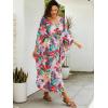 imageMoss Rose Kaftan Dresses for Women V Neck Summer Swimsuit Cover up Caftan Maxi Beach DressesDcolorful Red