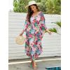 imageMoss Rose Kaftan Dresses for Women V Neck Summer Swimsuit Cover up Caftan Maxi Beach DressesDcolorful Red