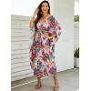 imageMoss Rose Kaftan Dresses for Women V Neck Summer Swimsuit Cover up Caftan Maxi Beach DressesDcolorful Red