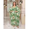 imageMoss Rose Kaftan Dresses for Women V Neck Summer Swimsuit Cover up Caftan Maxi Beach DressesDgreen