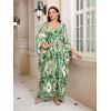 imageMoss Rose Kaftan Dresses for Women V Neck Summer Swimsuit Cover up Caftan Maxi Beach DressesDgreen