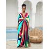 imageMoss Rose Kaftan Dresses for Women V Neck Summer Swimsuit Cover up Caftan Maxi Beach DressesE Colorful 5