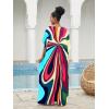 imageMoss Rose Kaftan Dresses for Women V Neck Summer Swimsuit Cover up Caftan Maxi Beach DressesE Colorful 5
