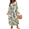 imageMoss Rose Kaftan Dresses for Women V Neck Summer Swimsuit Cover up Caftan Maxi Beach DressesD Green Pink