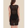 imageMoss Rose Womens Crochet Swimsuit Cover Up Dress Sleeveless Knit Summer Outfits Swimwear Bathing SuitBlack
