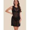 imageMoss Rose Womens Crochet Swimsuit Cover Up Dress Sleeveless Knit Summer Outfits Swimwear Bathing SuitBlack