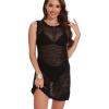 imageMoss Rose Womens Crochet Swimsuit Cover Up Dress Sleeveless Knit Summer Outfits Swimwear Bathing SuitBlack