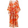 imageMoss Rose Kaftan Dresses for Women V Neck Summer Swimsuit Cover up Caftan Maxi Beach DressesA Red Yellow