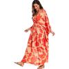 imageMoss Rose Kaftan Dresses for Women V Neck Summer Swimsuit Cover up Caftan Maxi Beach DressesA Red Yellow
