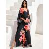 imageMoss Rose Kaftan Dresses for Women V Neck Summer Swimsuit Cover up Caftan Maxi Beach DressesD Black Red Flower