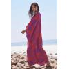 imageMoss Rose Kaftan Dresses for Women V Neck Summer Swimsuit Cover up Caftan Maxi Beach DressesD Magenta Orange Floral