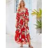 imageMoss Rose Kaftan Dresses for Women V Neck Summer Swimsuit Cover up Caftan Maxi Beach DressesD Red White Flower