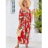 imageMoss Rose Kaftan Dresses for Women V Neck Summer Swimsuit Cover up Caftan Maxi Beach DressesD Red White Flower