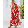 imageMoss Rose Kaftan Dresses for Women V Neck Summer Swimsuit Cover up Caftan Maxi Beach DressesD Red White Flower