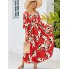 imageMoss Rose Kaftan Dresses for Women V Neck Summer Swimsuit Cover up Caftan Maxi Beach DressesD Red White Flower