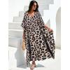 imageMoss Rose Kaftan Dresses for Women V Neck Summer Swimsuit Cover up Caftan Maxi Beach DressesE Leopard