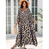 imageMoss Rose Kaftan Dresses for Women V Neck Summer Swimsuit Cover up Caftan Maxi Beach DressesE Leopard
